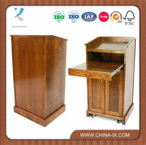 Lectern with Sliding Drawer & Adjustable Shelf in Cabinet